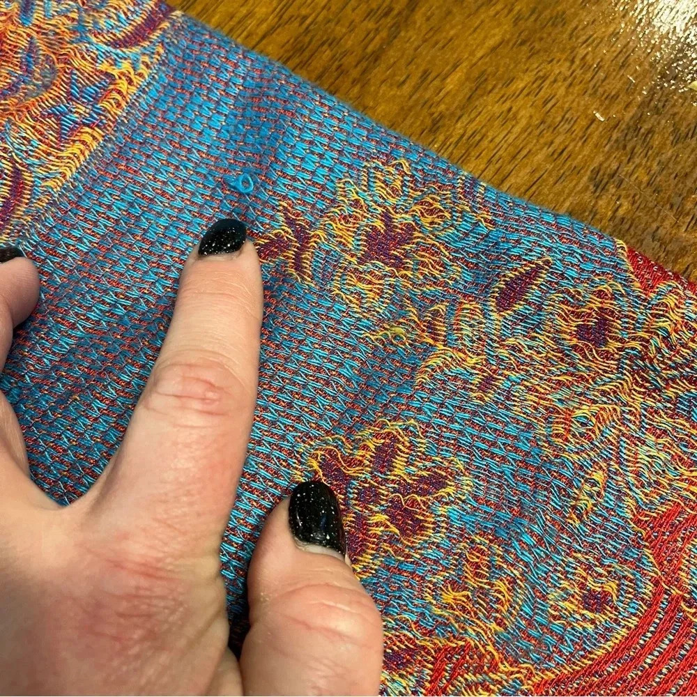 Pashmina Scarf 100% Cashmere purple red blue paisley beautiful - Picture 3 of 11